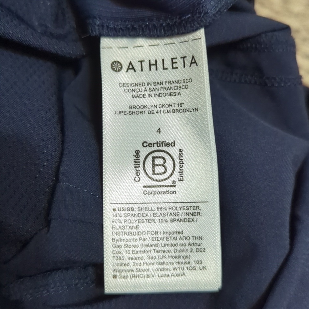 Athleta Navy Blue Skort Size 4 Built In Shorts Activewear Golf Tennis - Picture 9 of 11